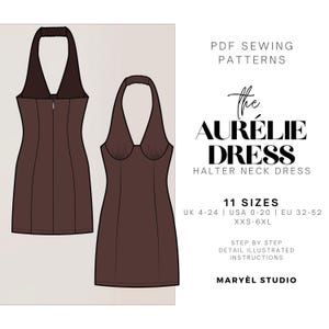 Halter Mini Dress Sewing Pattern| Mini Dress Pattern| Backless Dress Pattern| Woman Dress Pattern| Halter Neck Dress| US 0-20