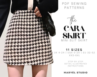 A-line Mini Skirt Sewing Pattern| High-Waist, Easy Beginner Friendly| PDF Digital Download| Uk 4-24 | USA 0-20 | EU 32-52