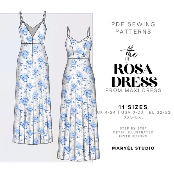 Maxi Prom Dress Sewing Pattern| Wedding Maxi Dress Pattern| Bridesmaid Satin Gown Dress Pattern (US 0-20) (PDF Pattern - Etsy Israel Maxi Prom Dress Sewing Pattern| Wedding Maxi Dress Pattern| Bridesmaid Satin Gown Dress Pattern (US 0-20) (PDF Pattern - Etsy Israel