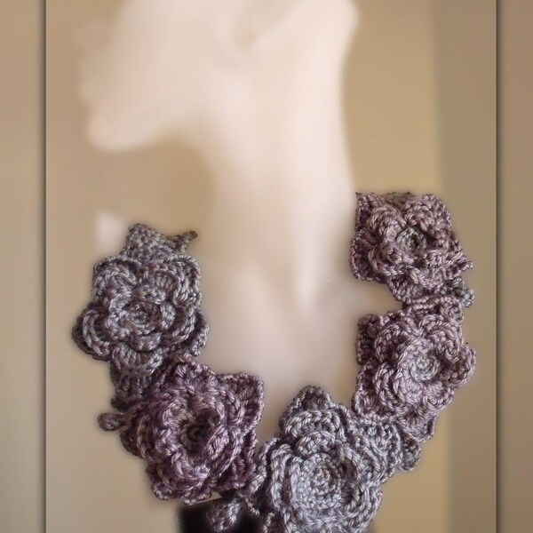 Crochet free form flower necklace