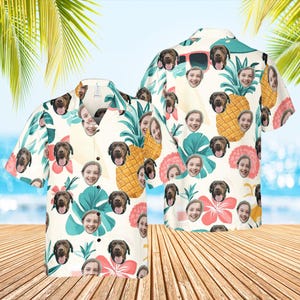 Personalized Photo Hawaiian Shirt, Custom Face Summer Shirt, Tropical Beach Gift, Party Shirt, Birthday Gift, Vacation Wear Men Women