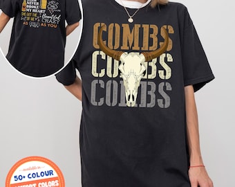 Combs Bullhead Two Side Print Comfort Colors Shirt, Country Music Fan Tee, Western Cowboy Graphic Shirt, Cowgirl Style Shirt, Concert Outfit