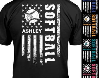 Magliette da softball personalizzate, stampa fronte e retro, regalo per papà, regalo per lui/lei, per gli amanti del softball, regali per i tifosi di softball