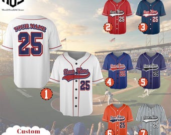 Personalized Team Name and Number Baseball Jersey For Baseball Fans, Custom Name Baseball Team Jersey, Uniform For Fans, Baseball Lovers