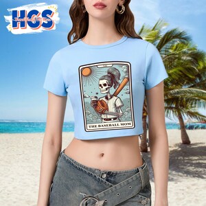 Camiseta de bebé con la carta del tarot de la mamá del béisbol, camiseta deportiva de esqueleto, regalo para el Día de la Madre, camiseta de béisbol para bebé, top para mamá de sóftbol, moda para el día del juego