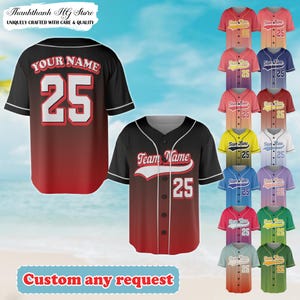 Custom Baseball Jersey - Personalized Teamname Name Number, Vintage Gradient Jerseys Shirt for Men Women Youth Kid,Gifts for Baseball Lovers