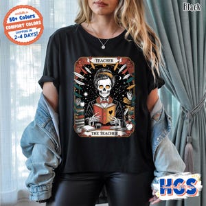 Camiseta de Tarot Esqueleto para Maestros, Color Cómodo, Regalo para Maestros de Primaria, Camiseta Divertida y Bonita, Regalo para Maestros