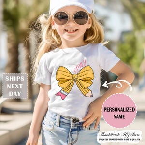 Personalized Back To School Shirt, Pencil Bow Custom Toddler Shirt, First Day Of School, Kindergarten Shirt,Preschool Tee,Preschool Girl Tee