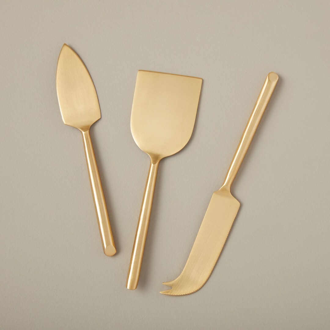 Ena Cheese Knife Set - Brushed Gold (Set of 2)