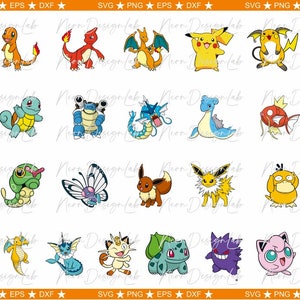 Instant Download... Pokemon - Cartoon - Cliparts Animals Bundle Design Svg Png Eps Dxf