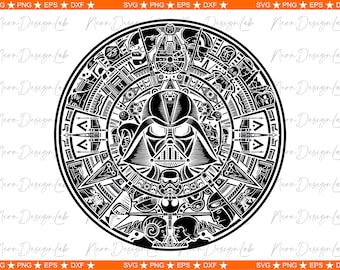 Descarga instantánea... Calendario Azteca - Vector - Darth Vader - Star Wars Svg Png Eps Dxf