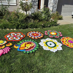 Handmade Suzani Rangoli Mat: Indian Festive Decor, 3ft Mandala