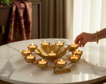 Urli Rangoli Martillado - Cuenco Flotante Tradicional Dorado para Flores y Velas