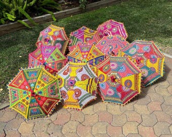 Colorful Bandhani Cotton Rajasthani Umbrellas – Vibrant Backdrop Décor