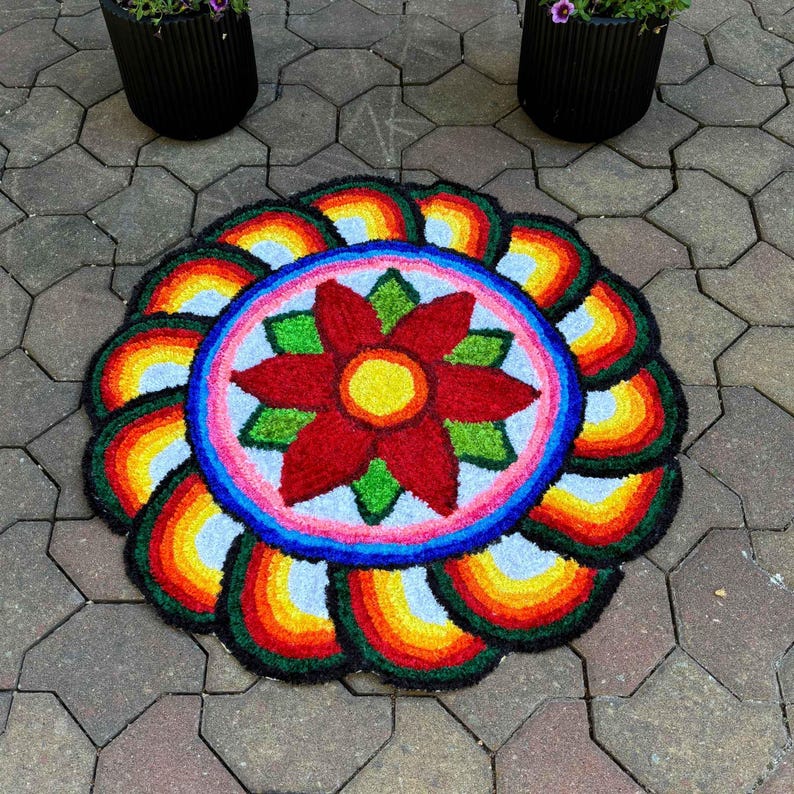 Indian Rangoli Mat - 3Ft Pooja Aasan