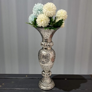 Tall Antique Silver Floral Motif Brass Vase – The Heritage Manor