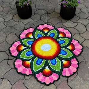 Indian Rangoli Mat - 3Ft Pooja Aasan