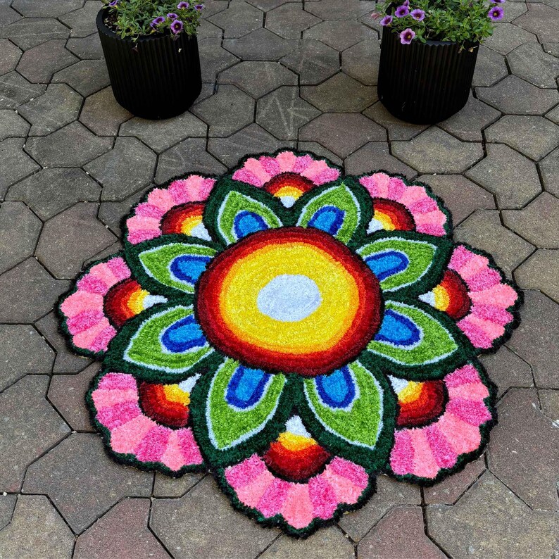 Indian Rangoli Mat - 3Ft Pooja Aasan