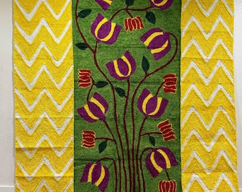 Lotus Flower Backdrop: Suzani Embroidery, Indian Wedding Decor (8x6 FT)