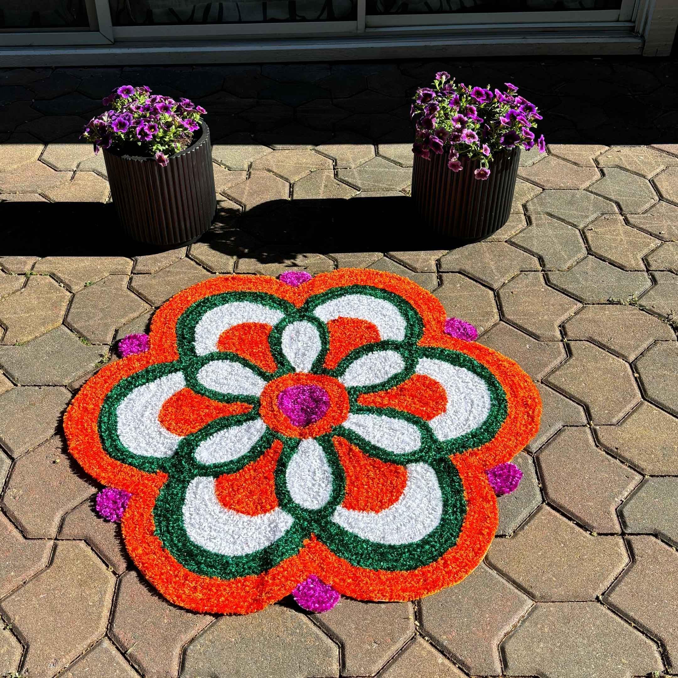Handmade Suzani Rangoli Mat: Indian Festive Decor, 3ft Mandala Rug - Etsy