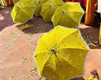 Set of Five Yellow Umbrella - Haldi & Mehendi Decoration
