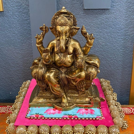9.5” Brass Ganesha Statue
