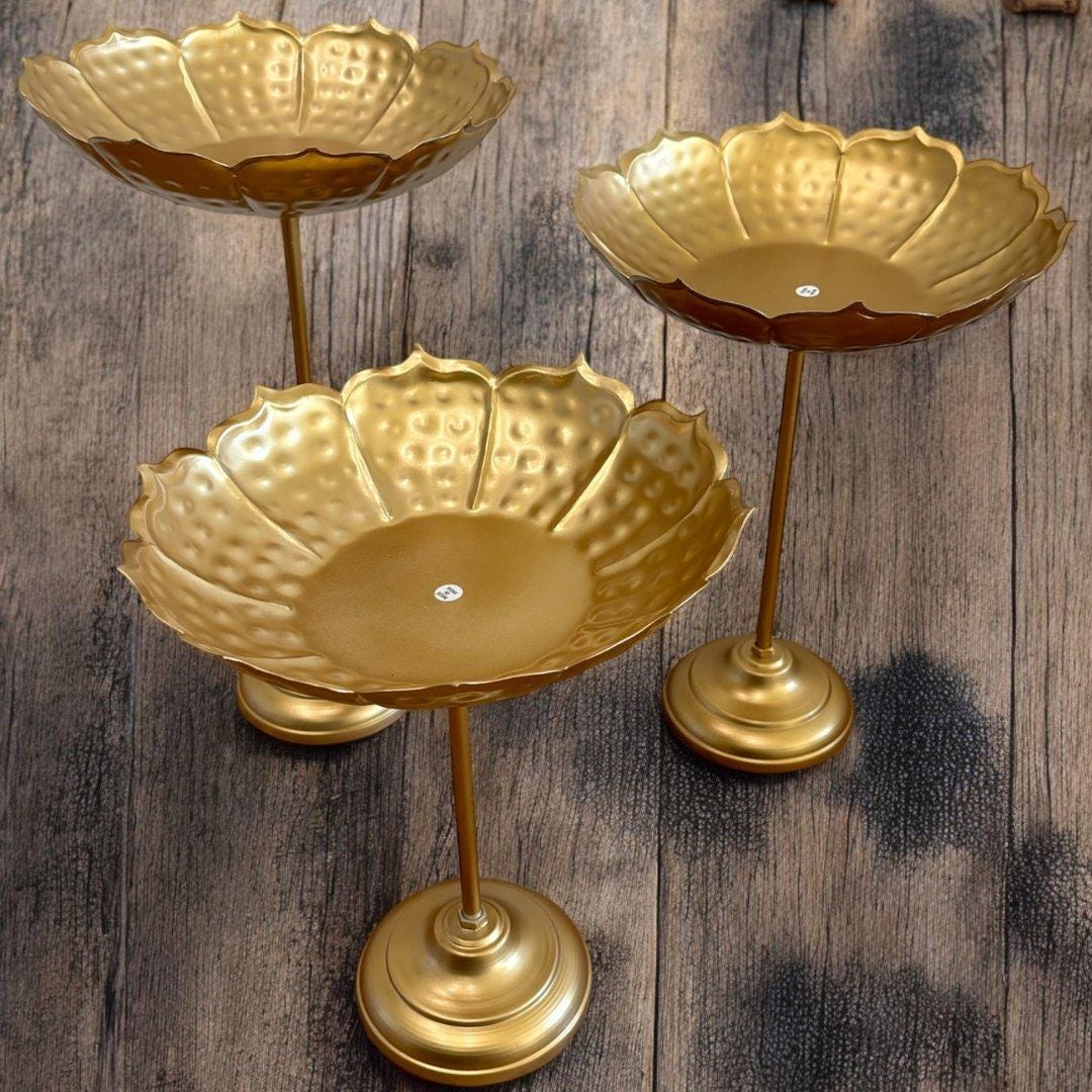 Lotus Shaped Decorative Bowl Set of 3 – Laxmi Poojan, Ganesh Chaturthi, Diwali Decor, Indian Festival Decoration