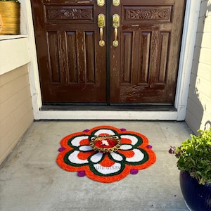 3FT Rangoli Mat Pooja Aasan, perfect for Diwali, Ganesh Chaturthi, and Varalakshmi Puja decor