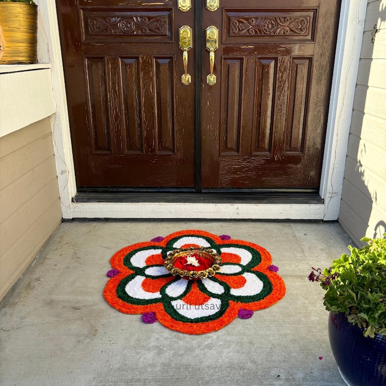 3FT Rangoli Mat Pooja Aasan, perfect for Diwali, Ganesh Chaturthi, and Varalakshmi Puja decor