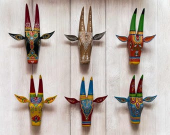 Handcrafted Wooden Nandi Head | Indian Cow Face | Ethnic Wall Decor