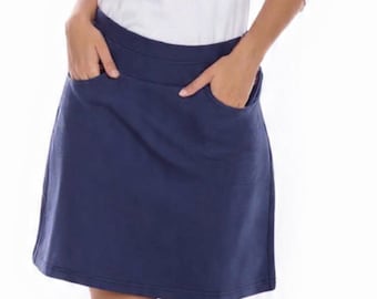 Skort with Pocket & Inner Short in Cotton Knitted Spandex Fabric