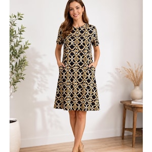 womens printed chain dress casual Plus Size Women's Chain Printed Dress Casual Vacation Summer Elegant
