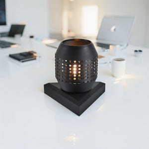 Moderne schwarze Tischlampe, niedliches Schreibtischzubehör, einzigartige schwarze Schreibtischlampe, minimalistische Nachttischlampe, Wohnbürodekor