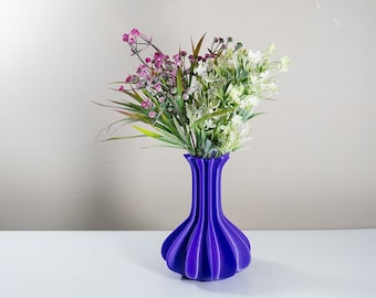 Modern 3D Printed Purple Vase For Dried Flowers, Unique Shelf Decor, Funky Home Decor, Modern Decor Objects, Home Decor Gift For Mom