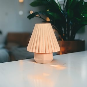 Beige Mushroom Table Lamp | Minimalist Bedside Lamp | Mid Century Mood Light | Cozy Vintage Desk Lamp | Unique Home Office Lighting Gift
