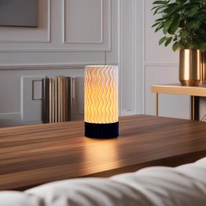 Modern Navy Blue Table Lamp as a Desk Lamp with White Lampshade, Bedside Light, Home Office Decor Gift For Her