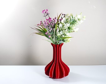Red Vase For Dried Flowers, Minimalist Gothic Vase Decor, Unique 3D Printed Vase For Home Decor Gift , Funky Cute Decorative Flower Vase