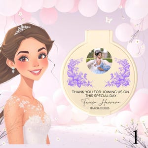 Quinceanera Party Favors, Unique Personalized Mirror Magnet, Sweet 16 Favor, Mis 15 Welcoming Favors, Quinceañera