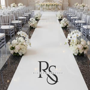 Personalized Wedding Aisle Runners - Wedding Initial Monogram Design Names and Date - Perfect Ceremony Finishing Touch