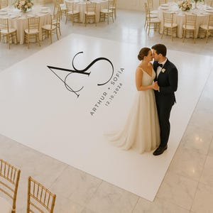 Custom Wedding Dance Floor Wrap, Self Stick Dance Floor, Monogram Vinyl Floor Decal, Wedding Decor Reception Dance Floor, Removable Floor
