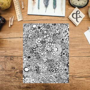 Flowers Coloring Page for Adults or Kids Printable Digital Download