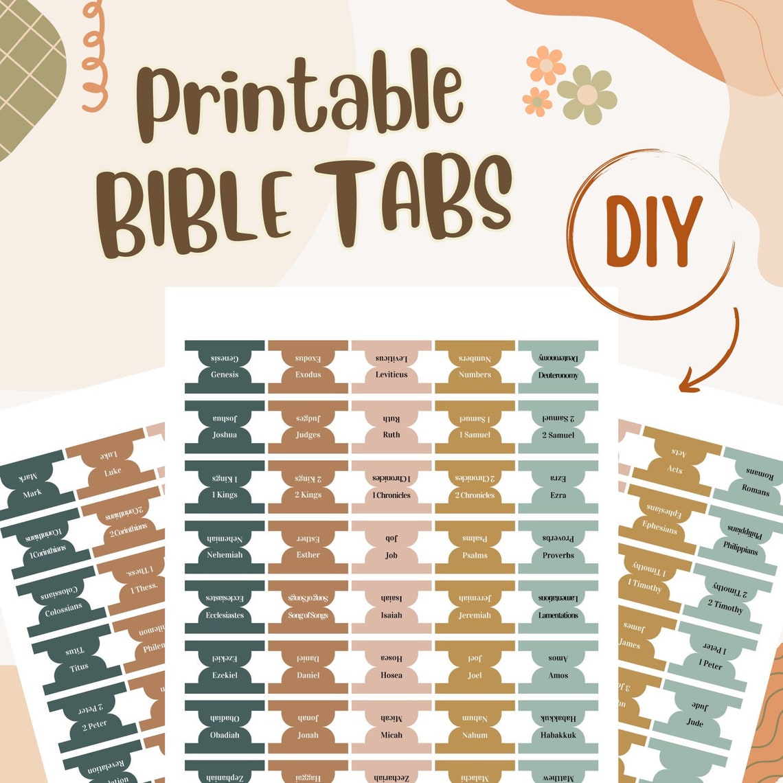 Printable Bible Tabs 66 Books of the Bible DIY Bible Tabs by Jaidesigns ...