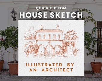 Individuelle Haus Zeichnung: Handgezeichnete Architektur-Illustration (Digitaler Download)