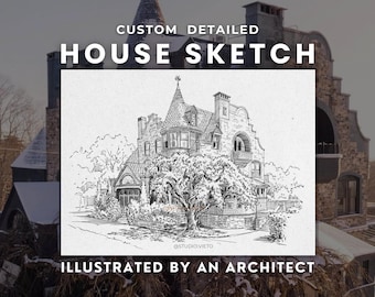Custom Haus Detailzeichnung: Handgezeichnete Architektur-Illustration (Digitaler Download)