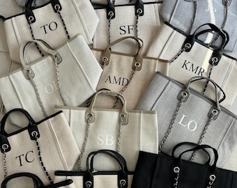 Personalised shoulder handbag, chain tote bag, gifts for her, women’s personalised tote bag, Mother’s Day gift, shoulder bag, birthday gift