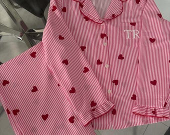 Personalised pyjamas, custom women’s pyjamas, gift for her, personalised initial pyjamas, 18th, 21st, 30th, women’s pyjama set, custom pjs