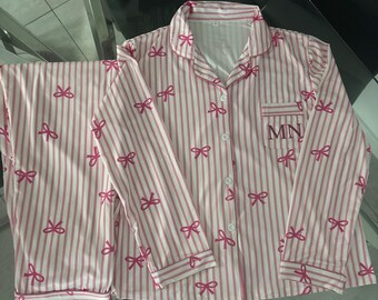 Personalised pyjamas, custom women’s pyjamas, gift for her, personalised initial pyjamas, 18th, 21st, 30th, valentines pyjamas, Mother’s Day