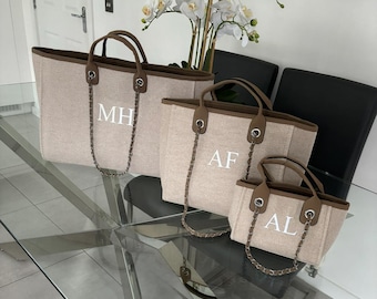 Personalised shoulder handbag, chain tote bag, gifts for her, women’s personalised tote bag, Mother’s Day gift, school bag, Easter gift, bag
