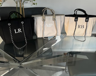 Personalised shoulder handbag, chain tote bag, gifts for her, women personalised tote bag, handbag, Mother’s Day gift, Initial shoulder bag