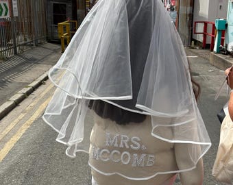 Personalised bride veil, bride wedding veil, bride hen veil, bride to be veil, bride to be gift, future mrs veil, custom bride veil for hen